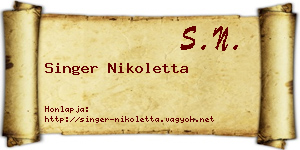 Singer Nikoletta névjegykártya